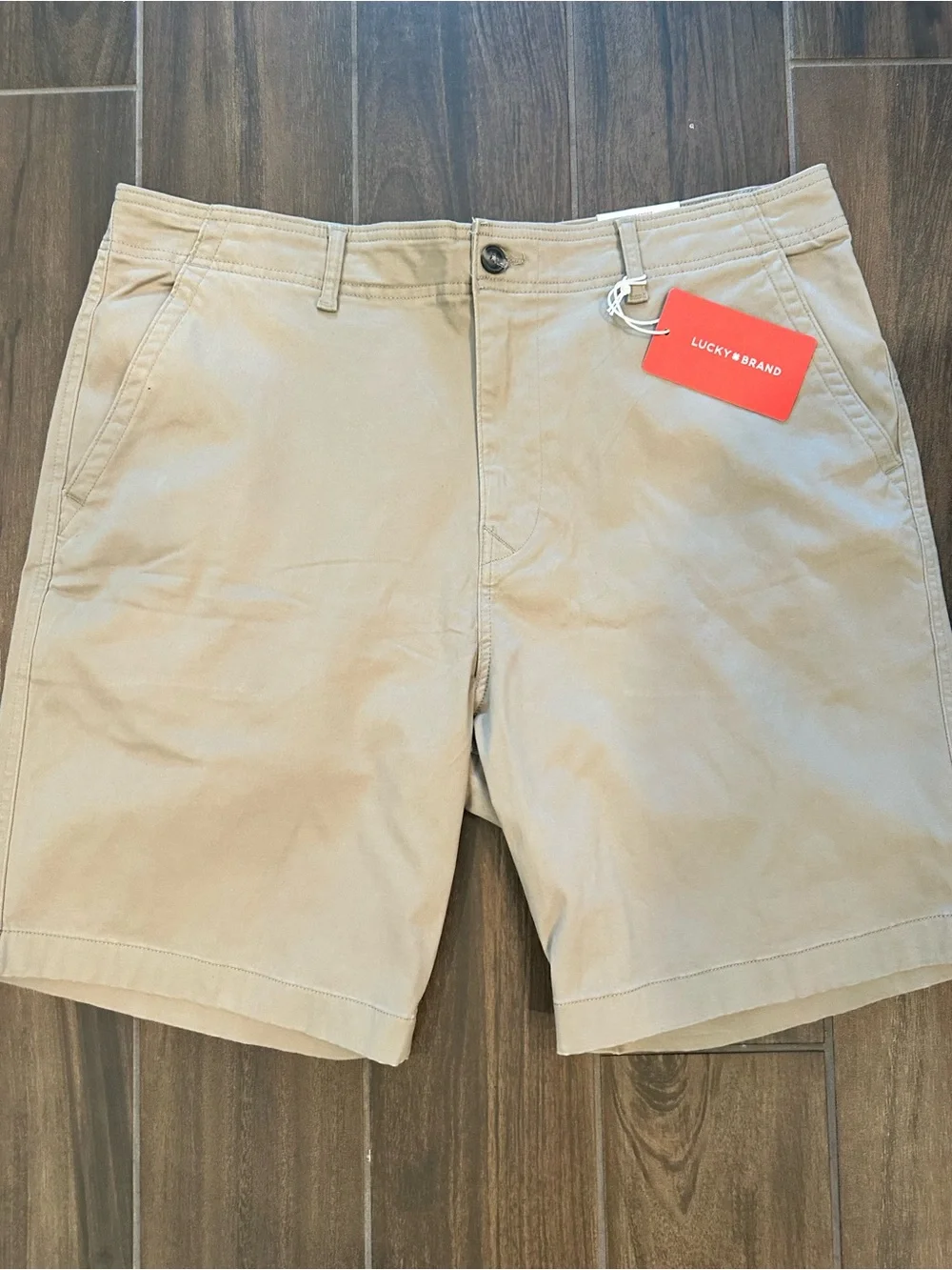 Lucky Brand Beige Flat-Front Cotton Shorts 38